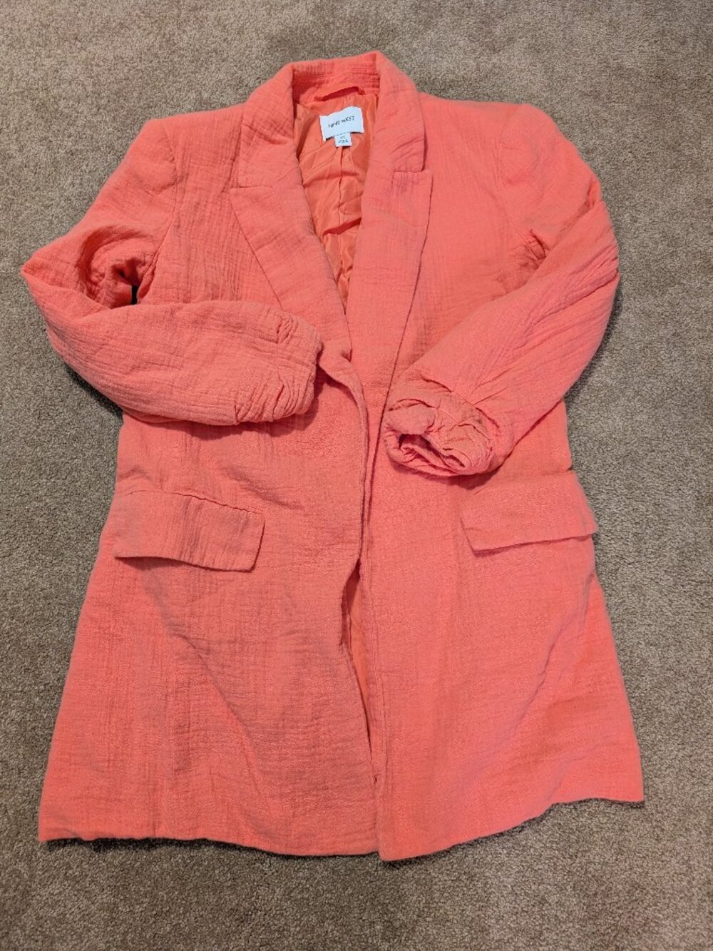 100% cotton Nine West coral jacket with pockets size xsmall